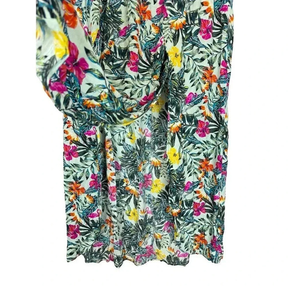 Swim by Cacique Tropical Flamingo Midi Skirt 18/20 Multicolor Floral Side Slits - Picture 4 of 9